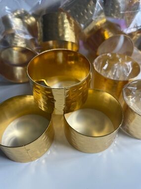 Gold Hammered Metal Napkin Rings - Set of 20
